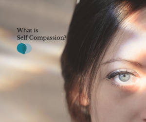 What is self compassion? Image of a sad woman's face.